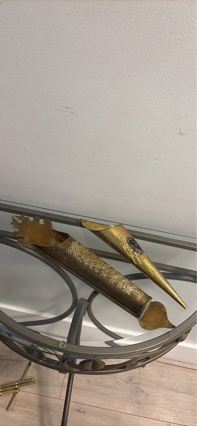 Brass Wall Sconce Vase with Embossed Lion