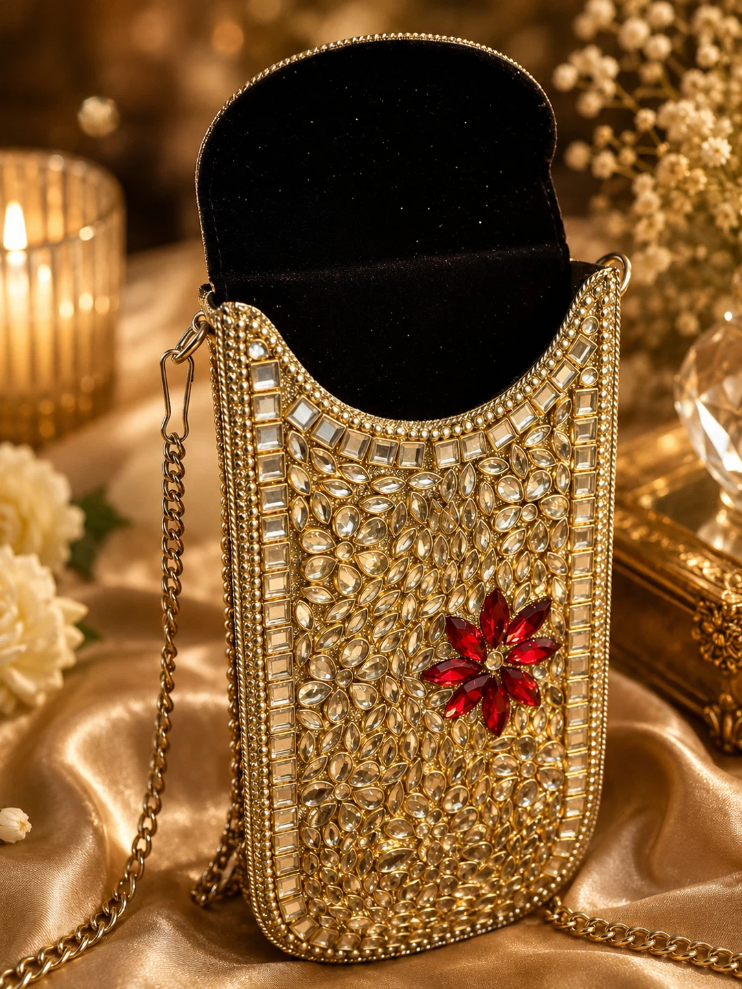 Embellished Clutch Bag with Chain - photo 2