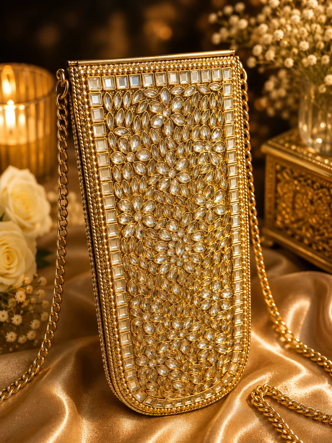 Embellished Clutch Bag with Chain - photo 3