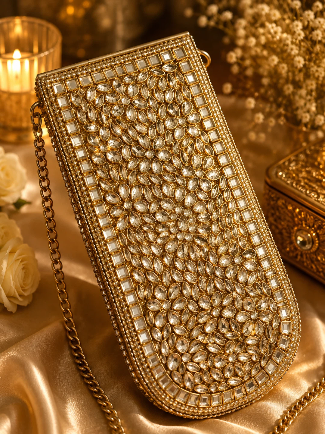 Embellished Clutch Bag with Chain - photo 5