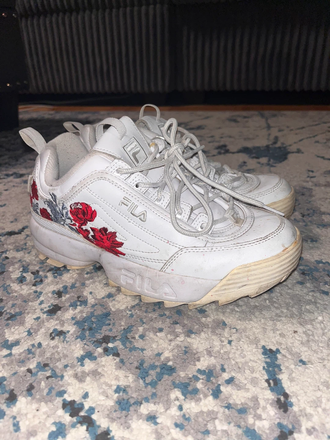 FILA Women's Disruptor II Floral Sneakers White US 8