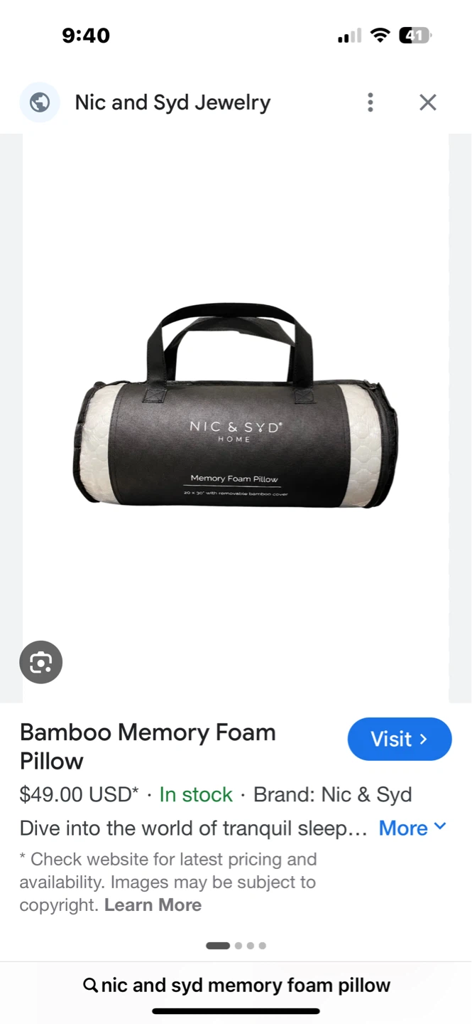 Brand new NIC & SYD HOME Memory Foam Pillow 20" x 30"
