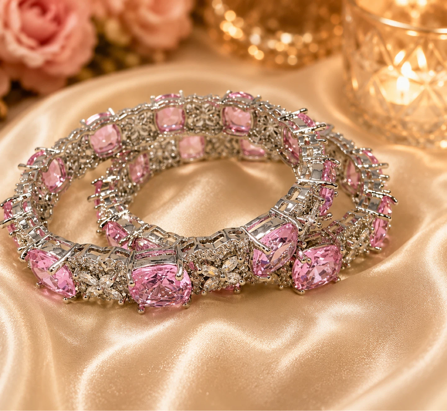 Sparkly Pink Gemstone Bangles - photo 2