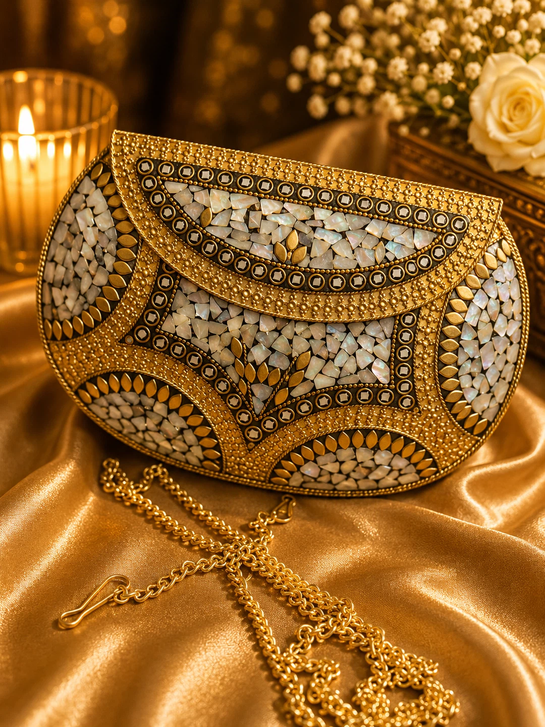 Ornate Gold and Mother-of-Pearl Clutch Bag - photo 3