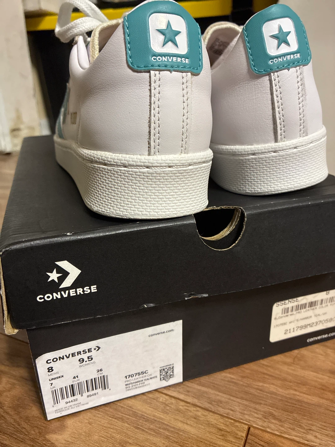 Converse Pro Leather White Teal Shoes Size 9.5 - photo 2