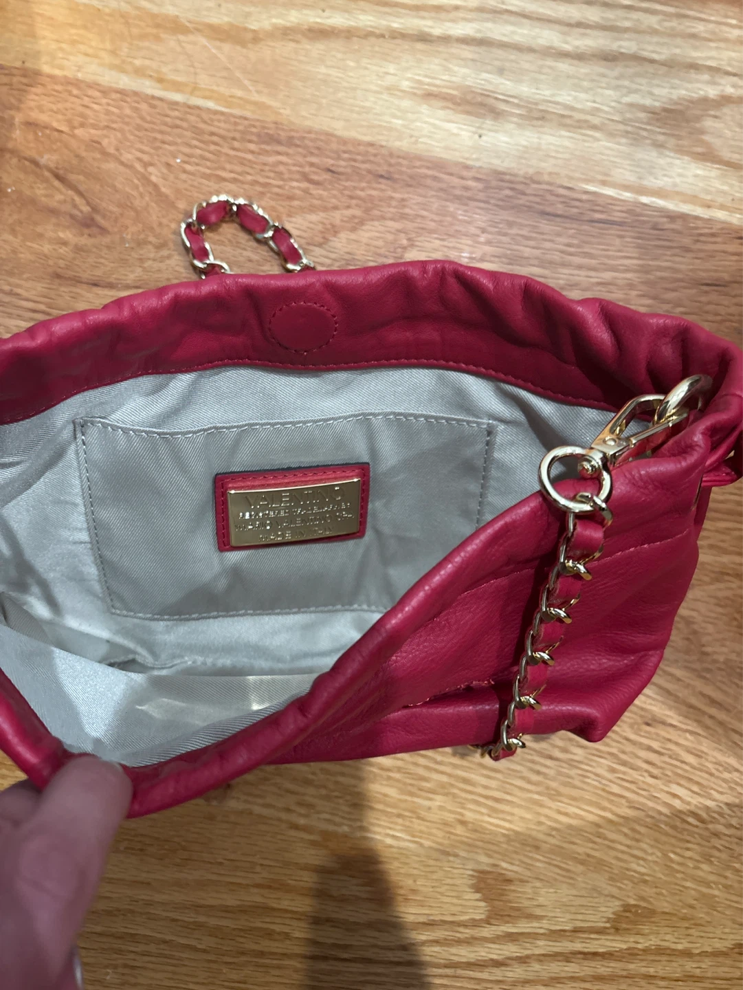 Valentino Red Leather Chain Shoulder Bag - photo 3