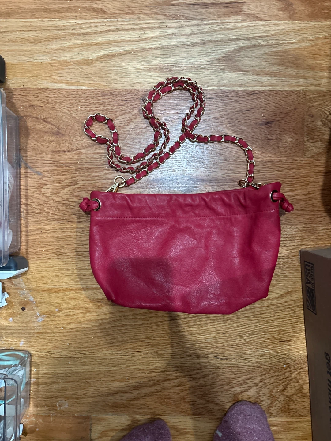 Valentino Red Leather Chain Shoulder Bag - photo 2