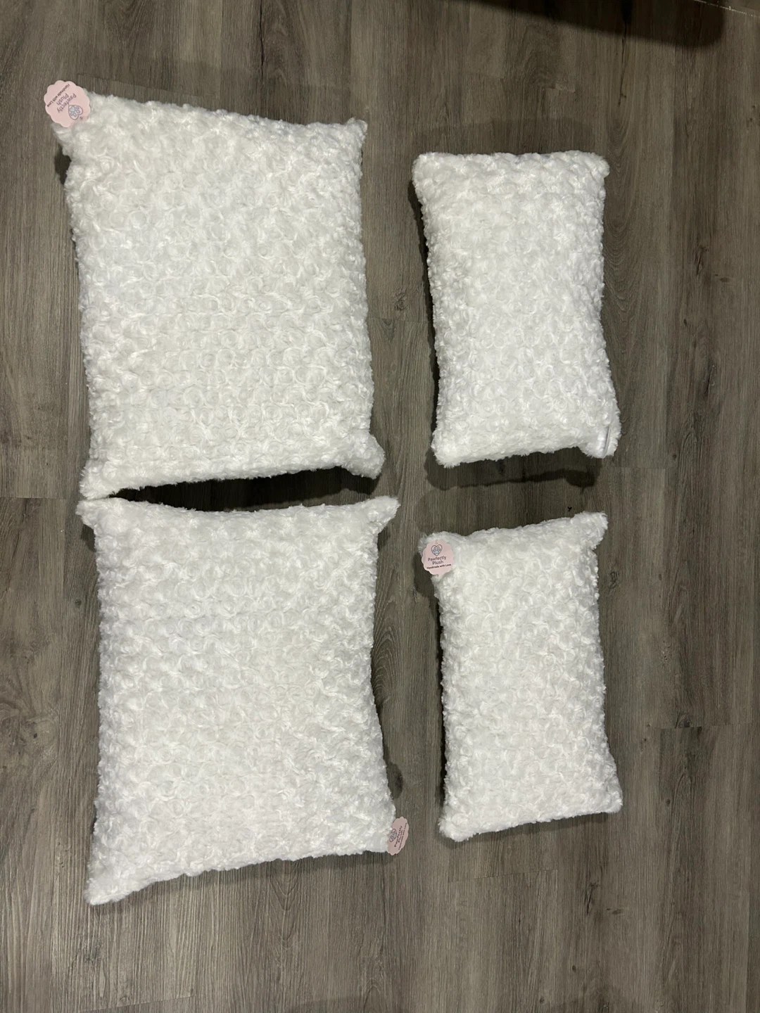 Set of 4 White Textured Throw Pillows