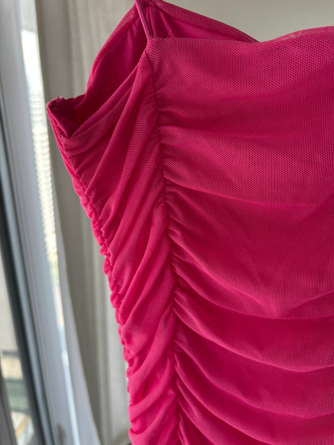 ZARA Pink Ruched Mesh Mini Dress - photo 3