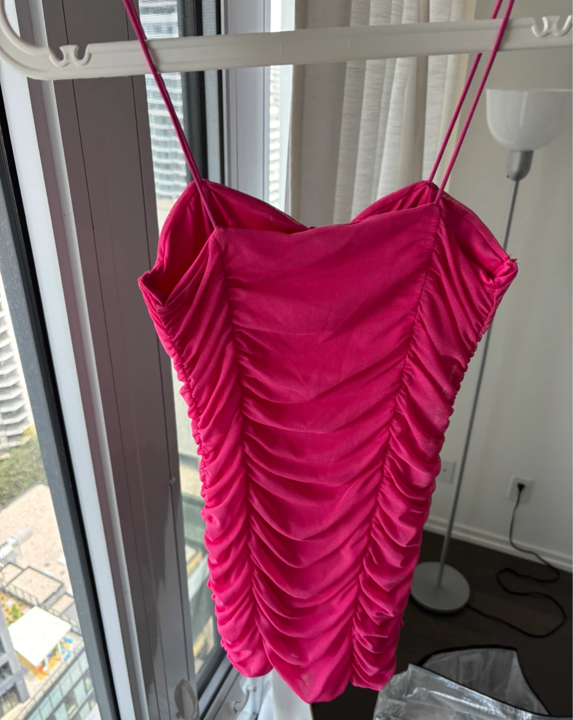 ZARA Pink Ruched Mesh Mini Dress - photo 2