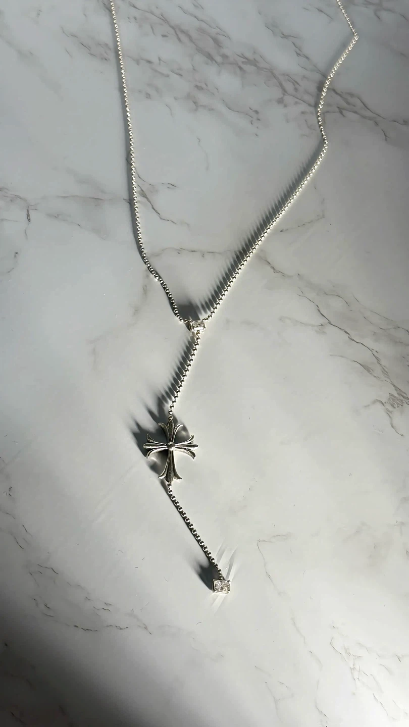 Sterling Silver Lariat Necklace with 0.50ctw VVS1 Lab Diamonds