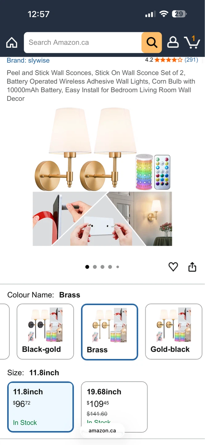 Slywise Peel and Stick Wall Sconces Set of 2 - photo 3
