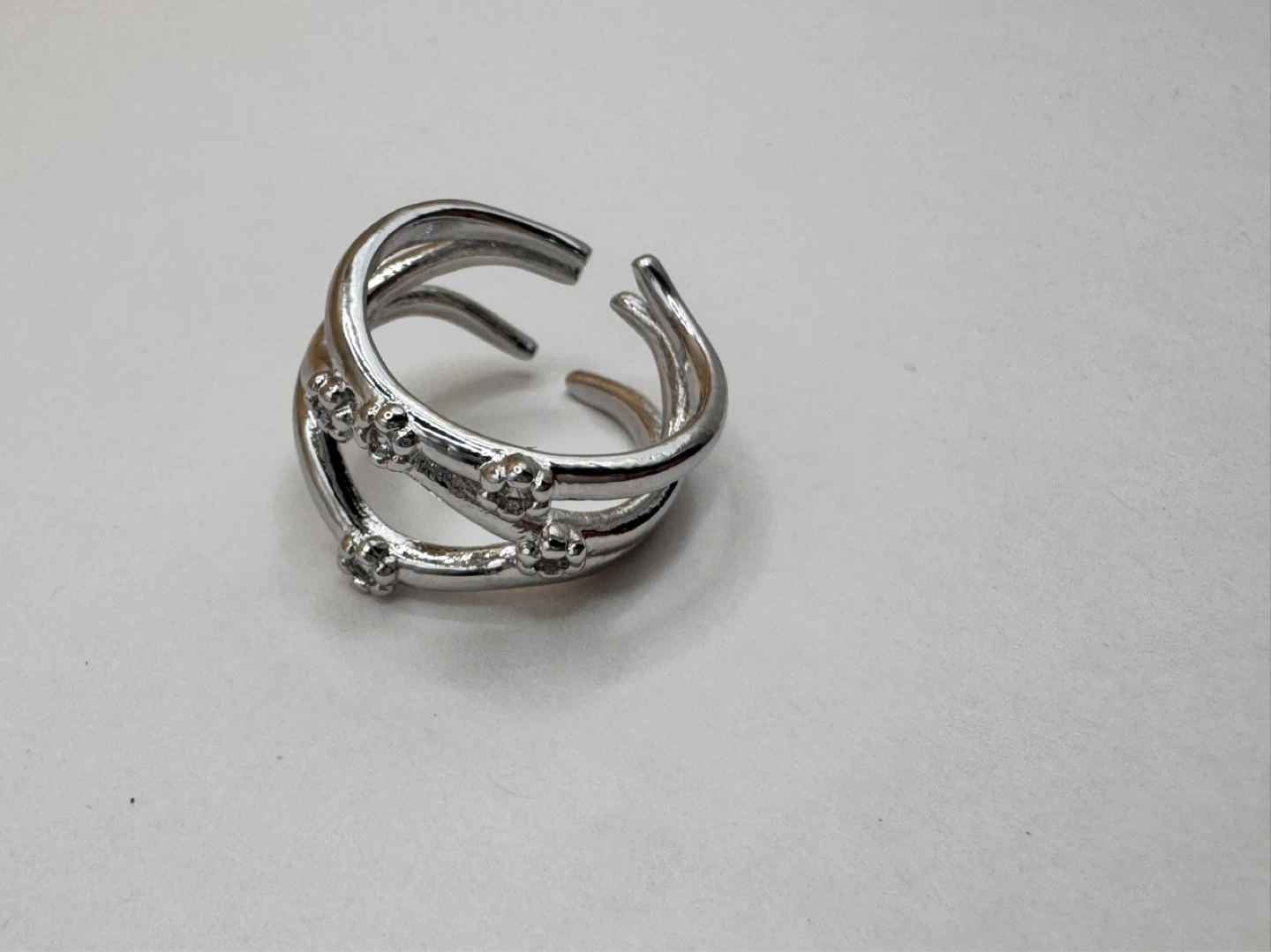 Silver 925 Crossover Ring with Accents