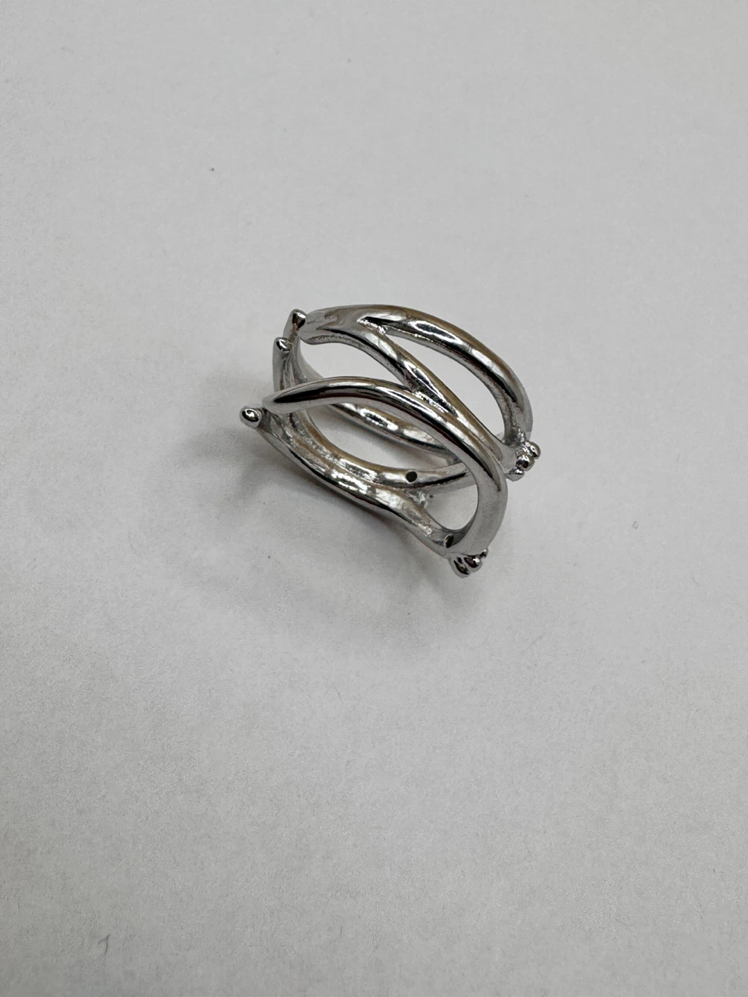Silver 925 Crossover Ring with Accents - photo 4