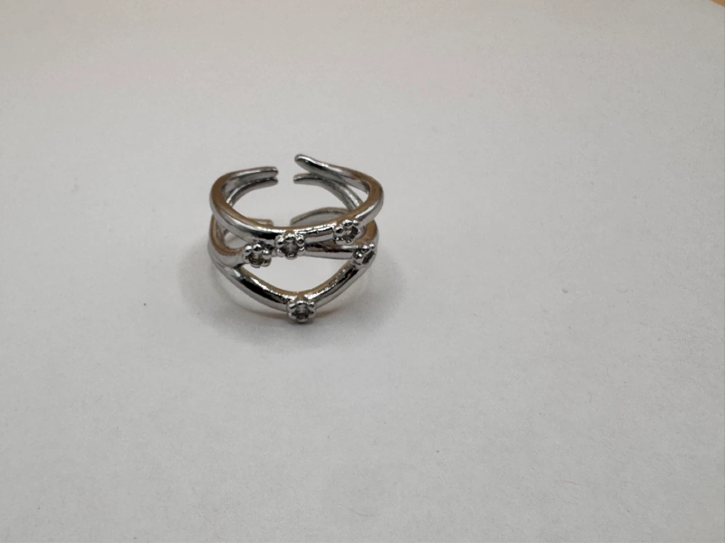 Silver 925 Crossover Ring with Accents - photo 3