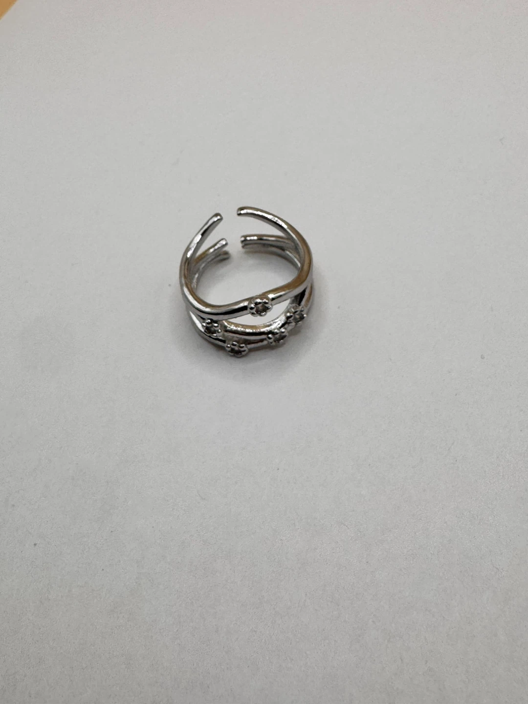 Silver 925 Crossover Ring with Accents - photo 5