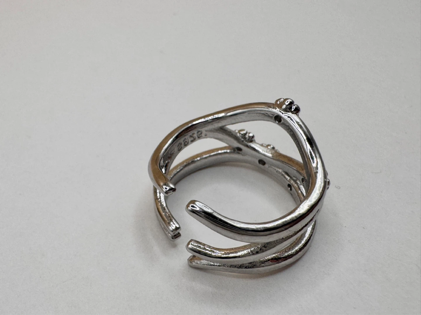 Silver 925 Crossover Ring with Accents - photo 2