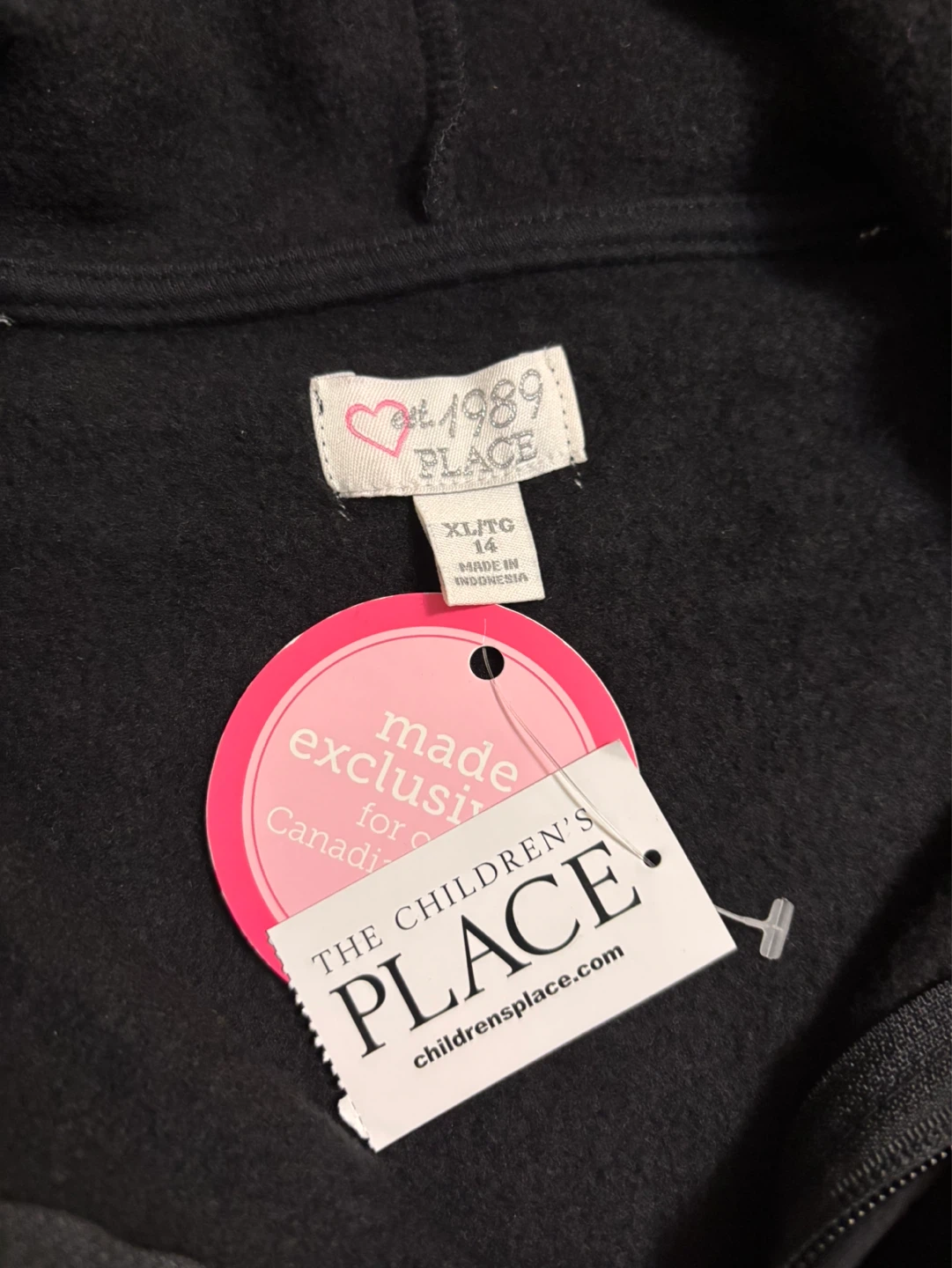 The Children's Place Girls Hoodie XL/TG 14 Black Grey Zip-Up - photo 3