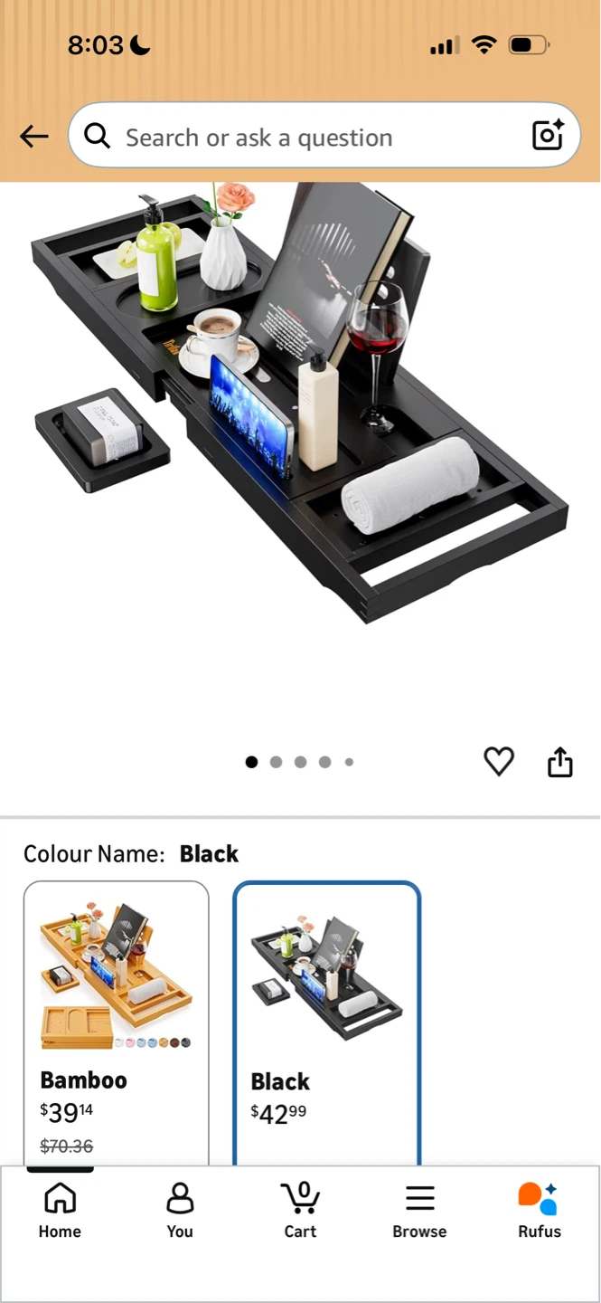 Black Bathtub Caddy Tray