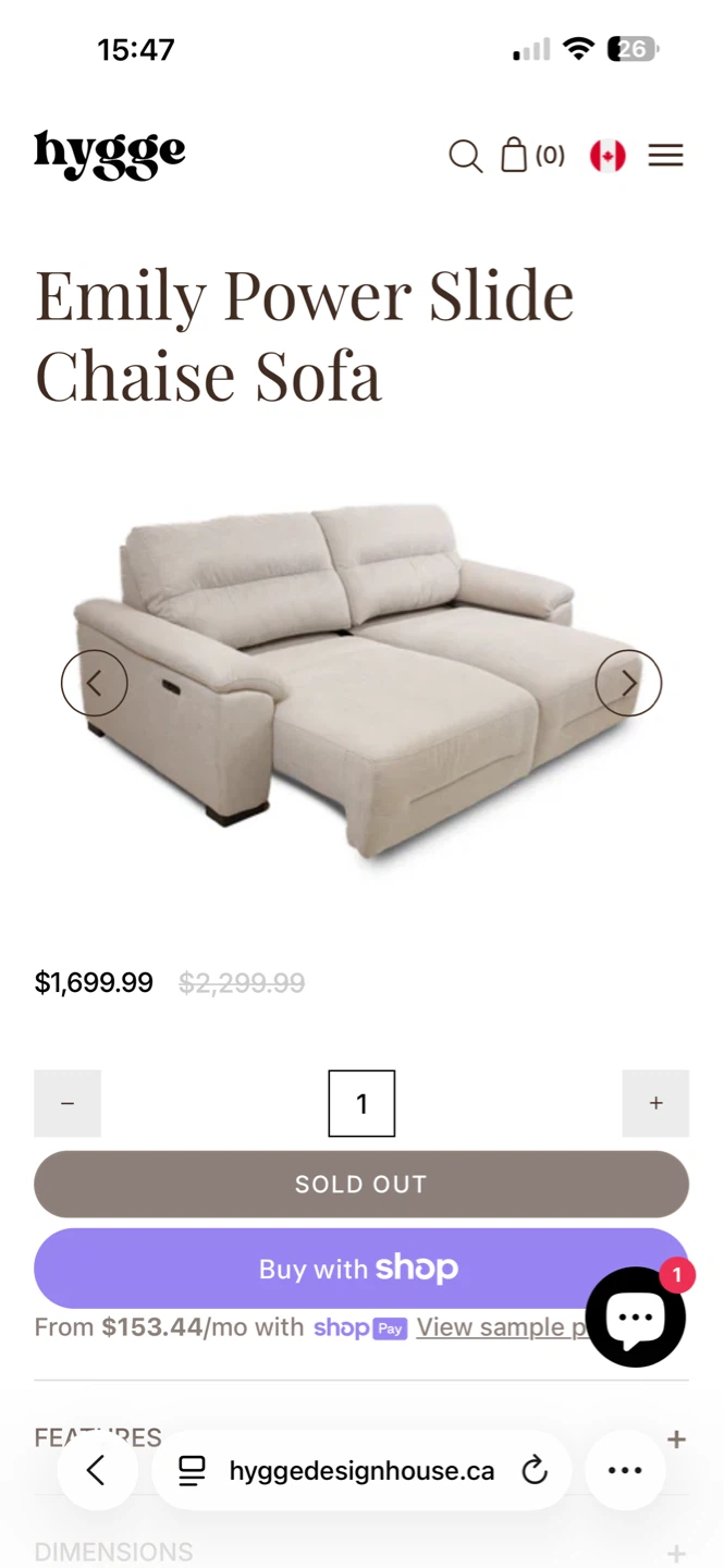 Hygge Emily Power Slide Chaise Sofa - photo 3