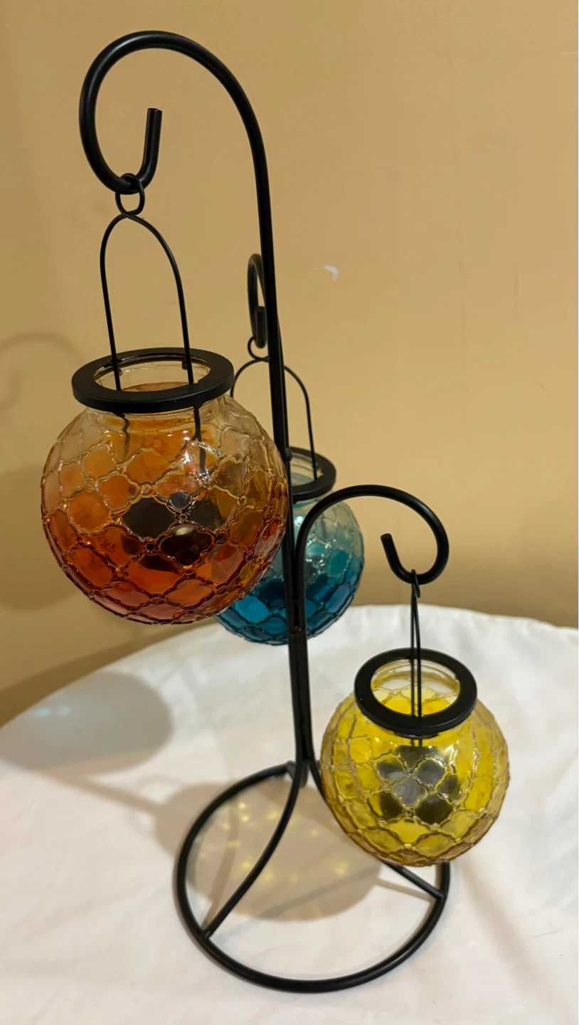 Boho Vibe Mosaic Glass Lantern Set