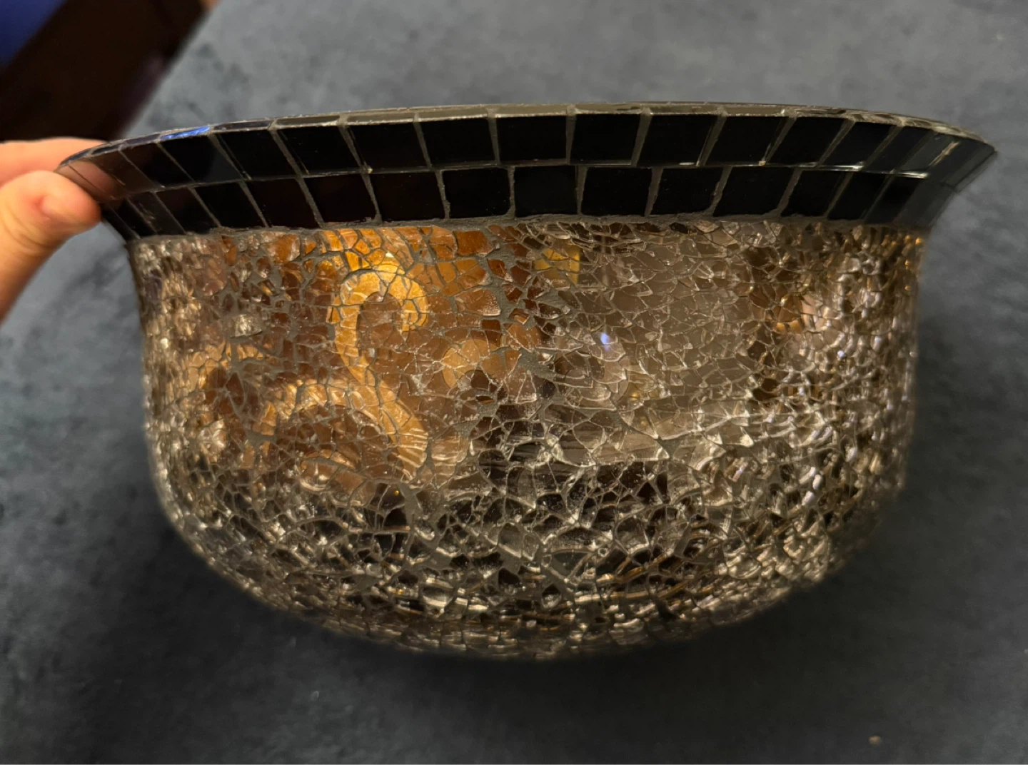 Decorative Mosaic Bowl with Faux Fruit Set