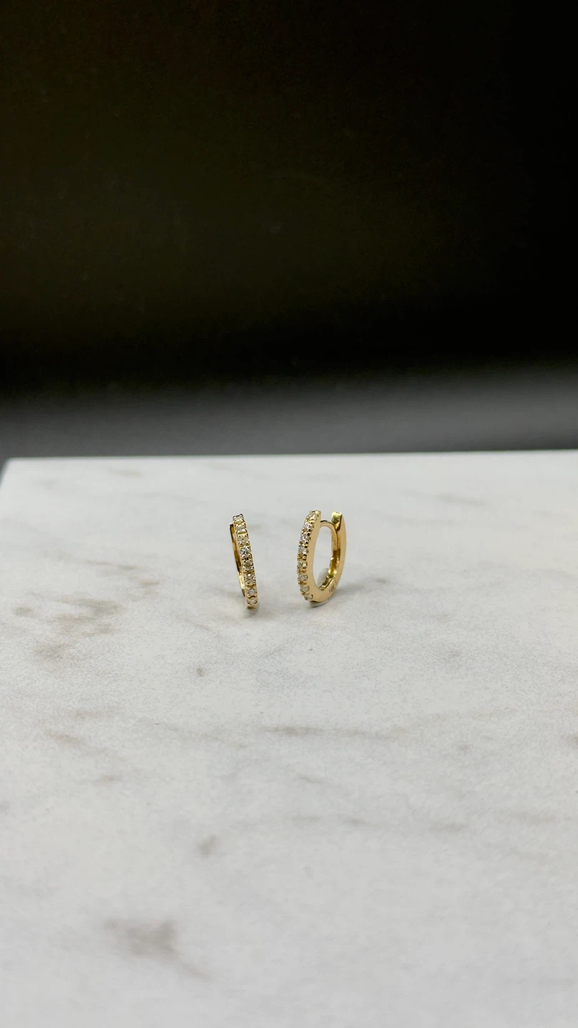 14k Yellow Gold Lab Diamond Huggie Hoop Earrings - photo 2