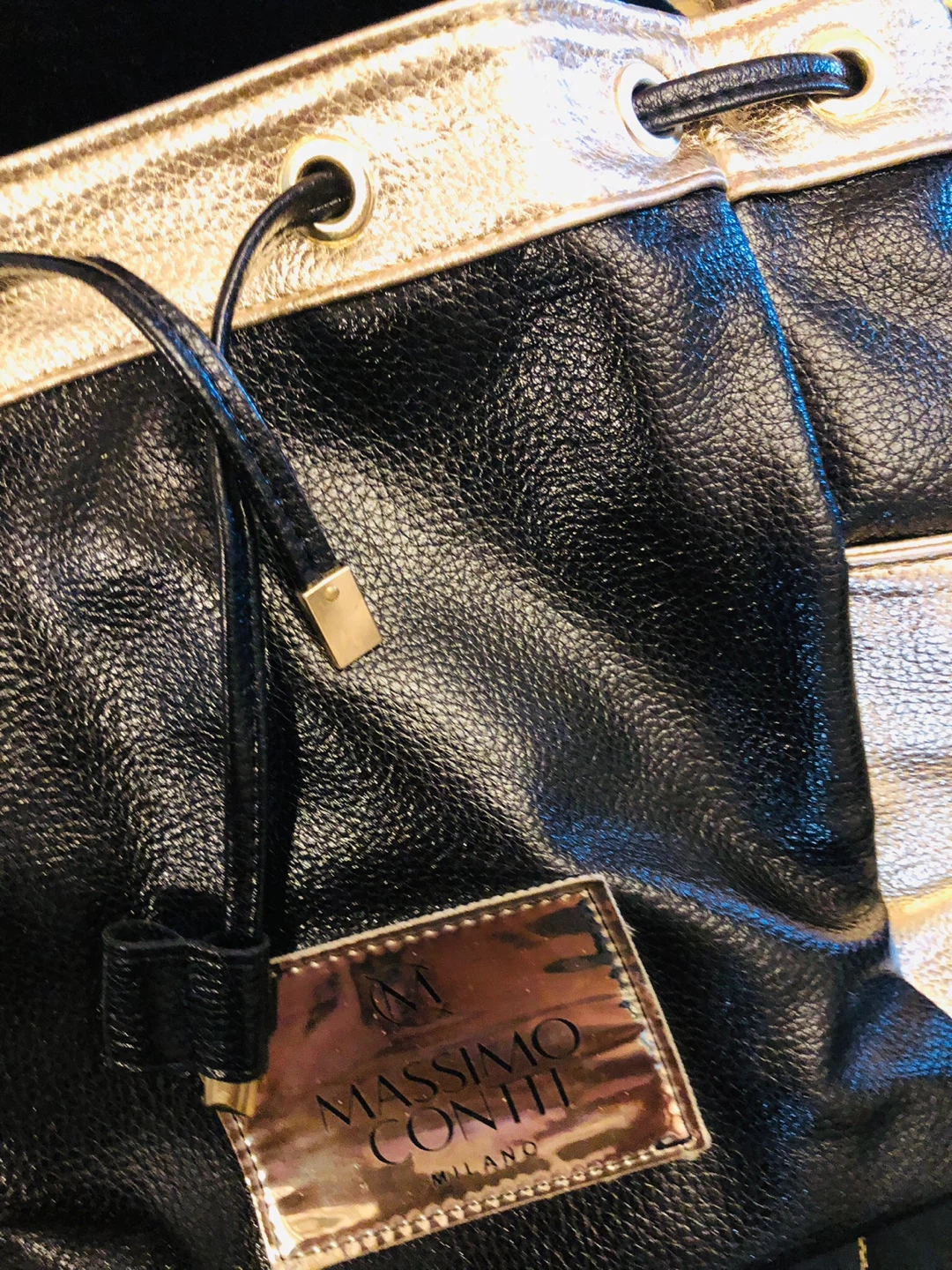 Massimo Conti Milano Black & Gold Bucket Bag - photo 3