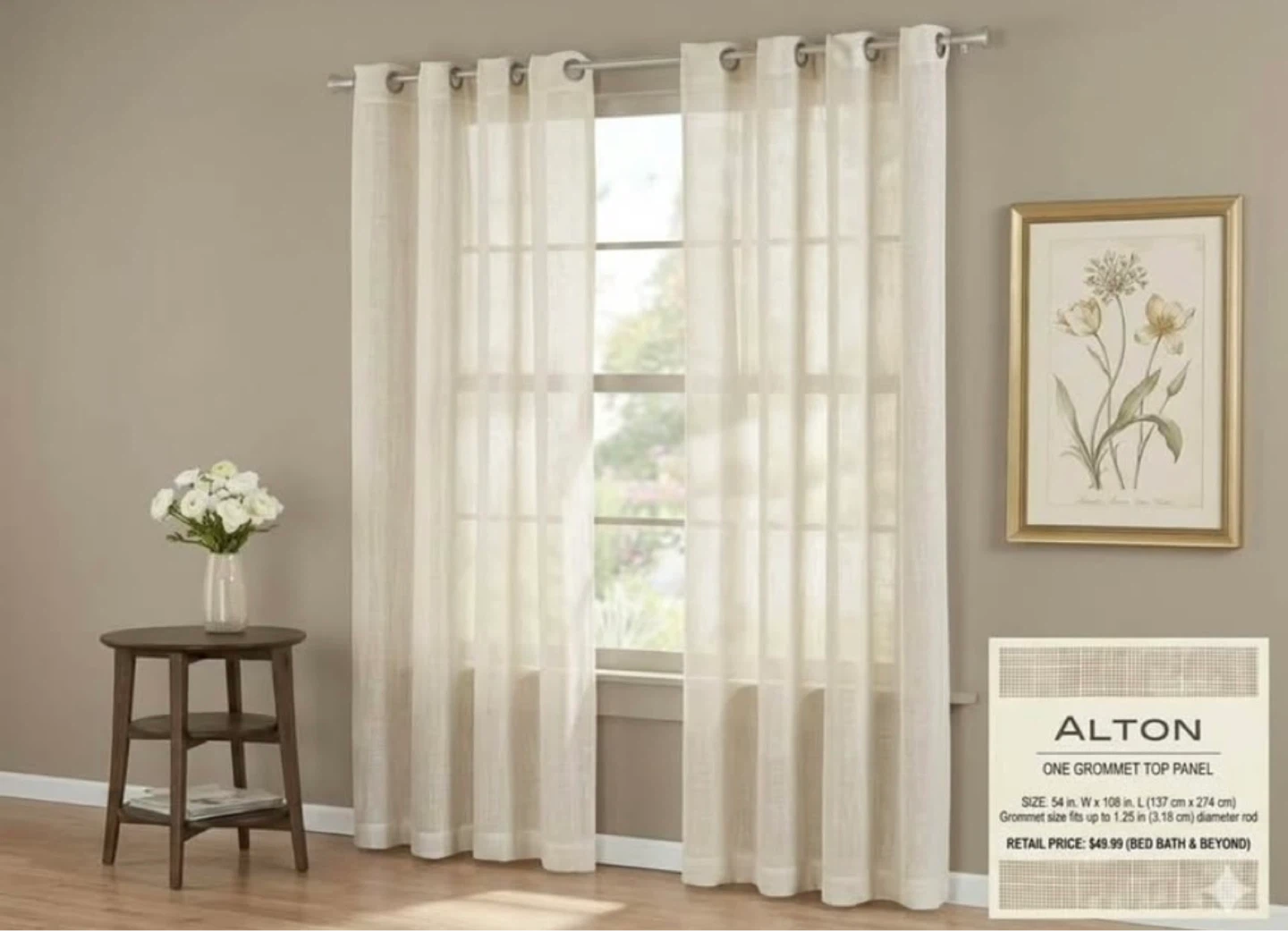 ALTON White Grommet Curtain Panel – 54" x 108" – New in Package
