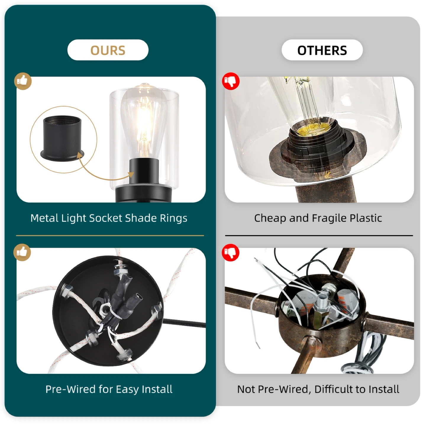 Black 5-Light Chandelier with Glass Shades - photo 3