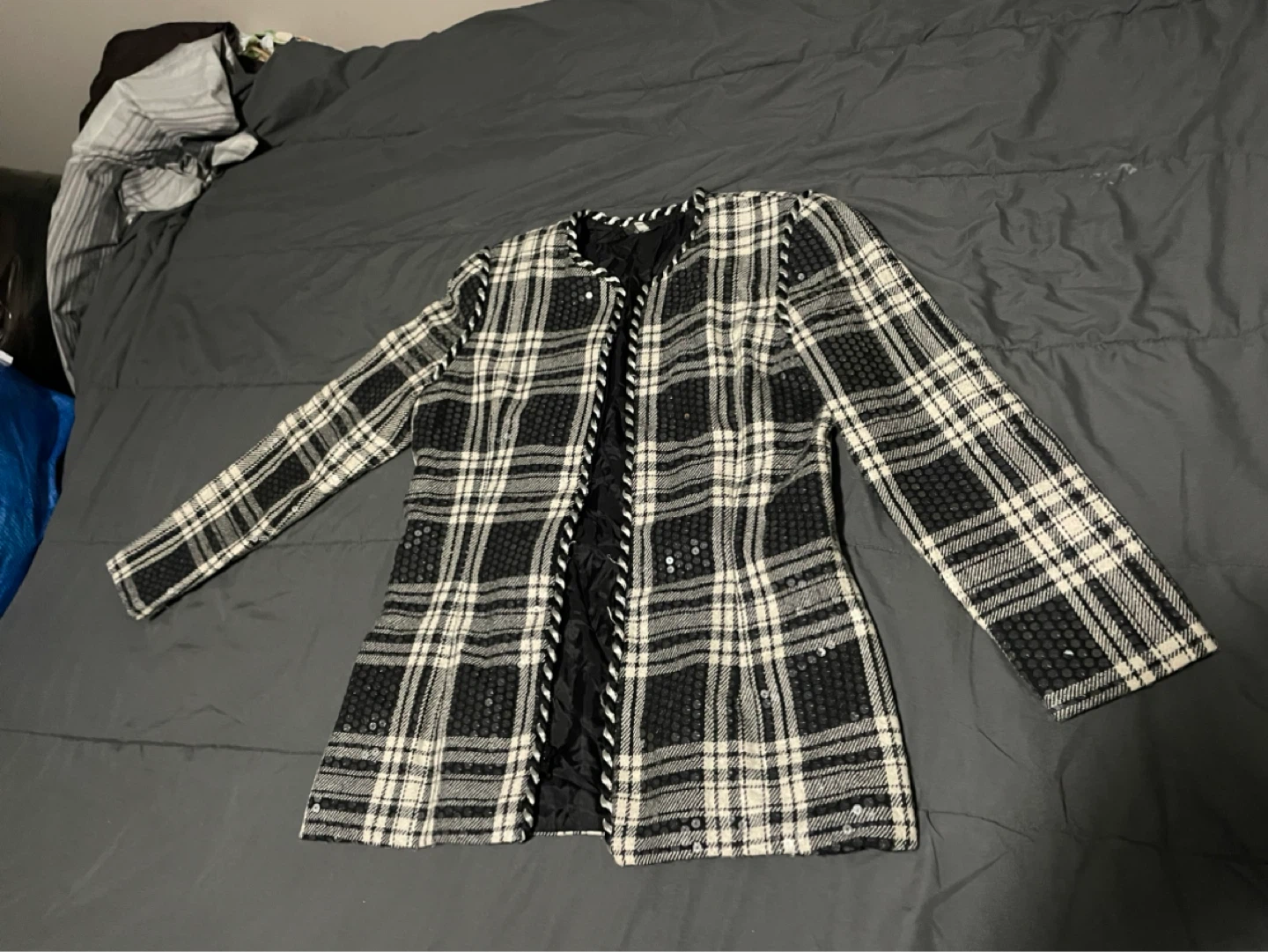 Jane Bennett Plaid Sequin Jacket