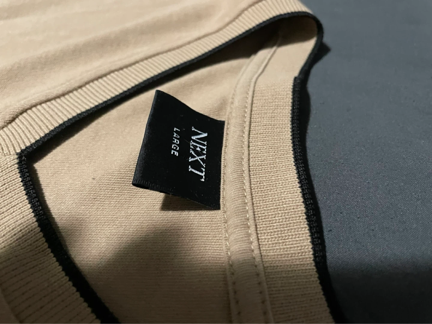 NEXT Beige Ribbed T-Shirt - Large