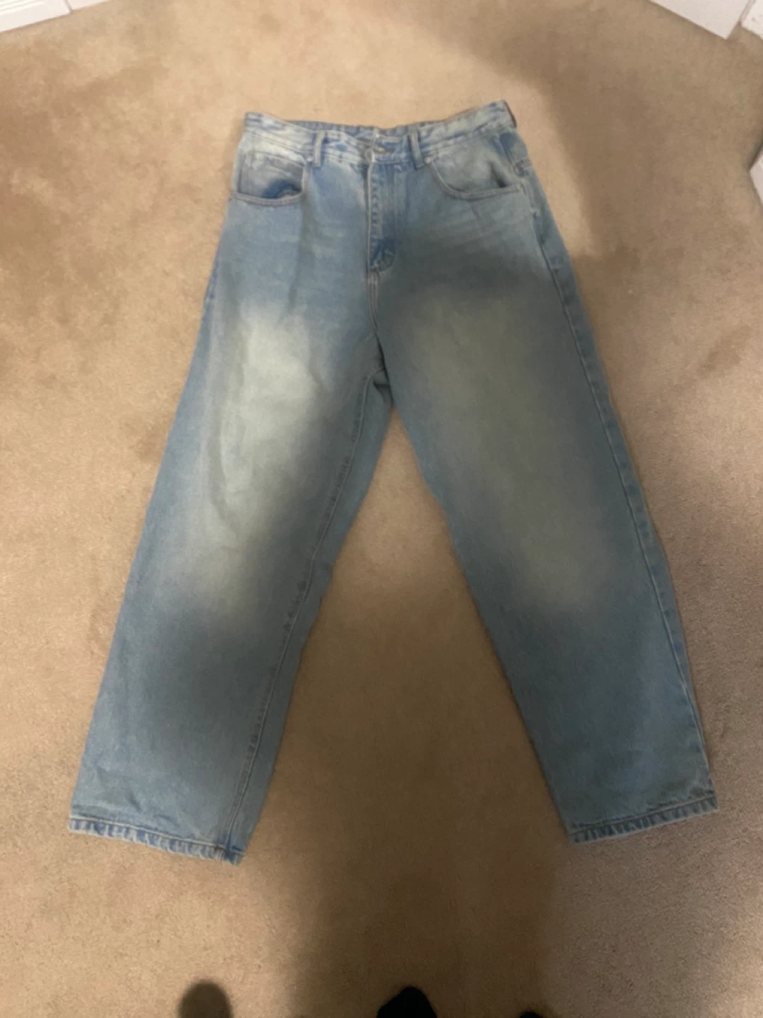 Light Wash Relaxed Fit Denim Jeans - photo 2