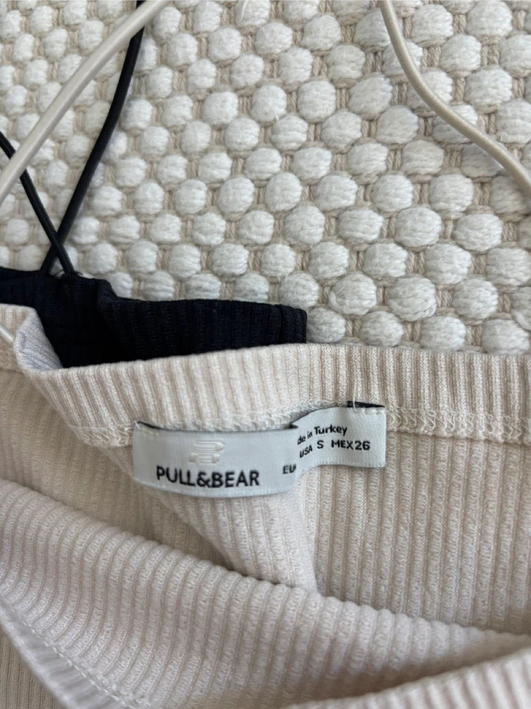 Pull&Bear Ribbed Tank Tops - Black & Beige - photo 2