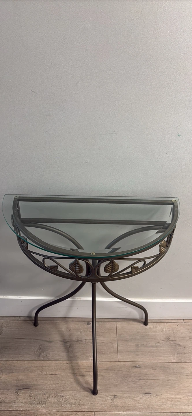 Half-moon console table with glass top - photo 2