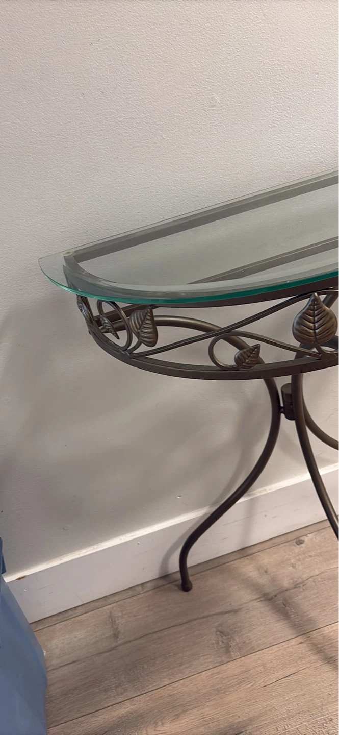 Half-moon console table with glass top - photo 4