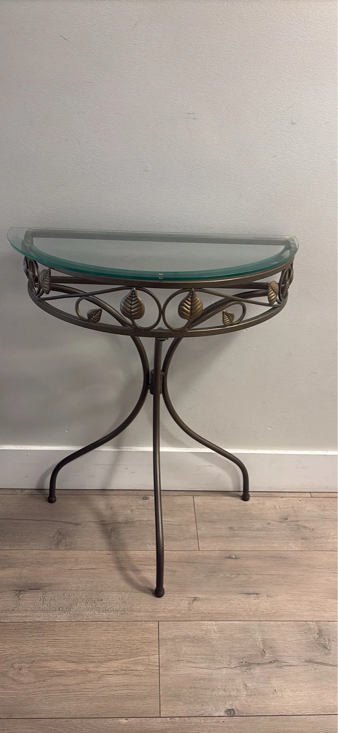 Half-moon console table with glass top - photo 3