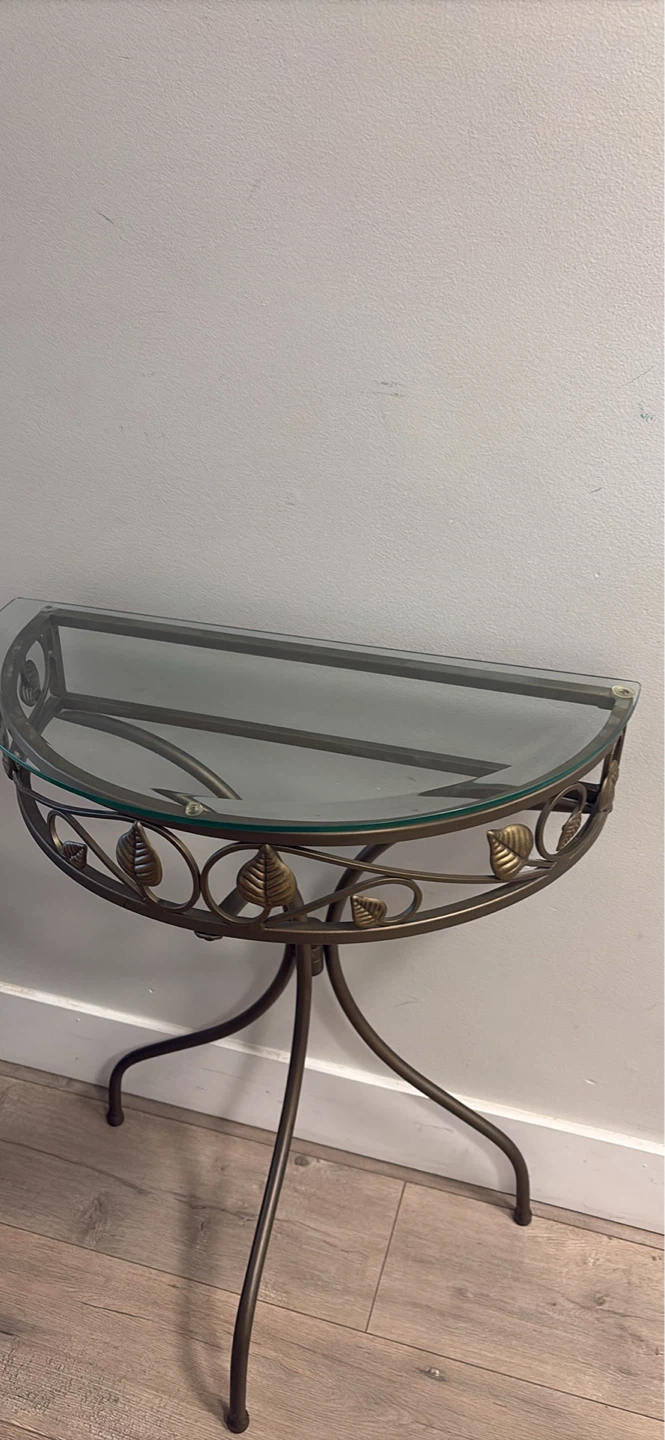 Half-moon console table with glass top - photo 5