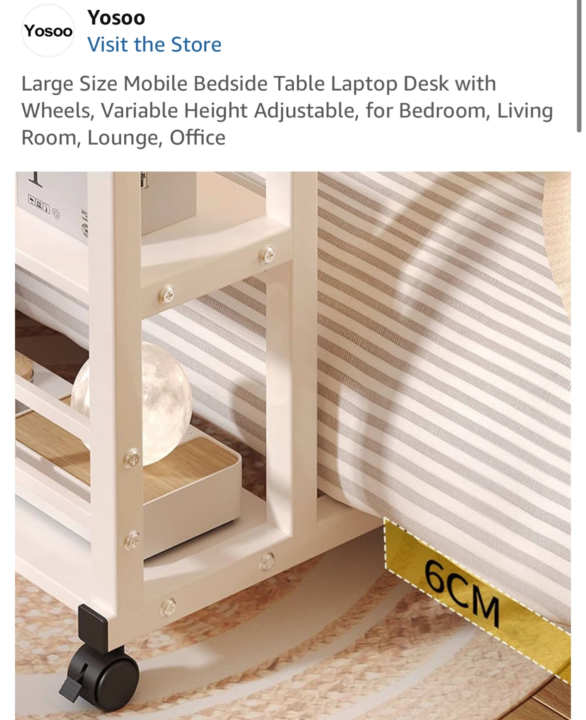Yosoo Adjustable Height Mobile Laptop Desk with Shelves - photo 5