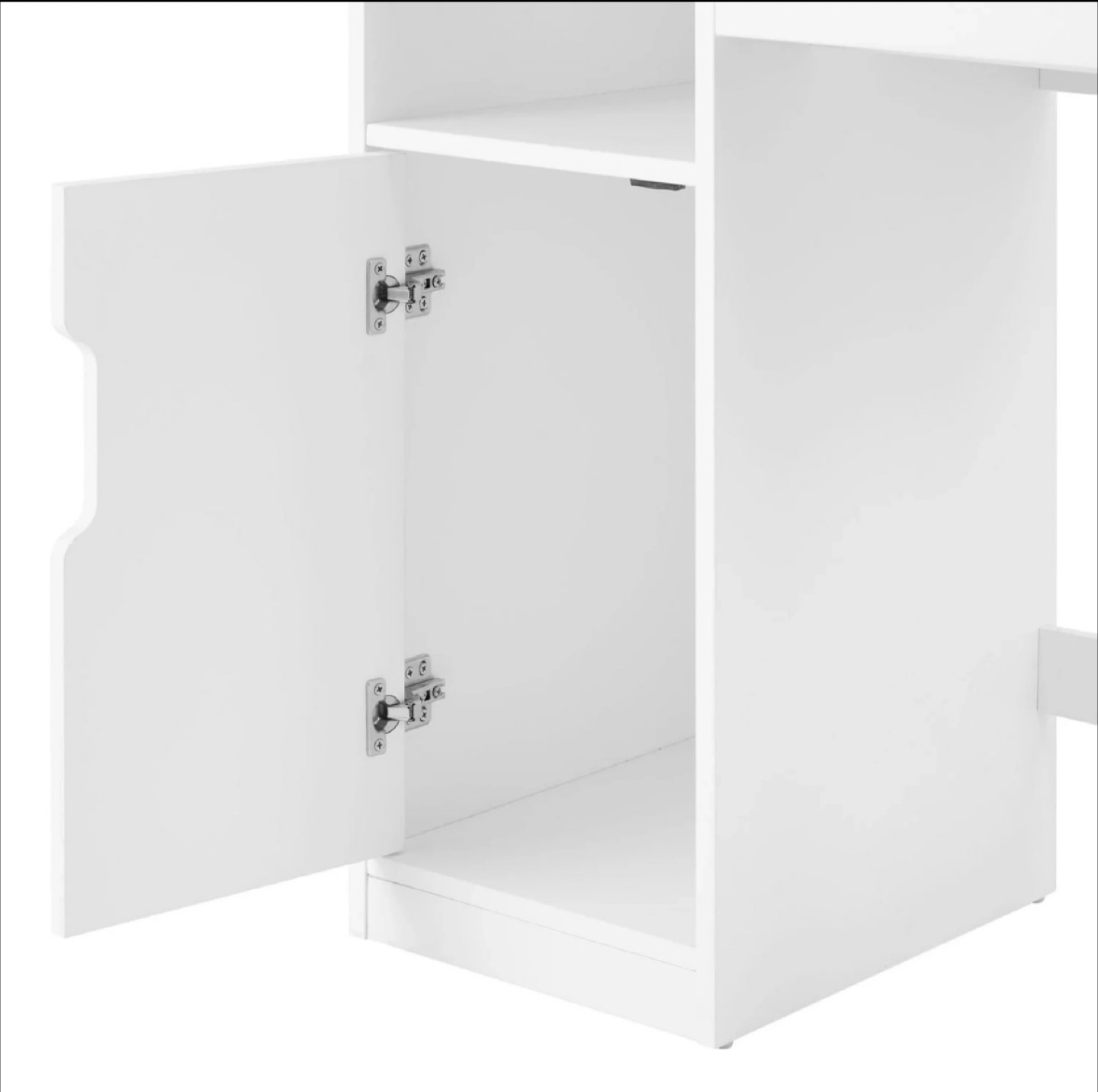 White Vanity Desk with LED Mirror and Storage - photo 4