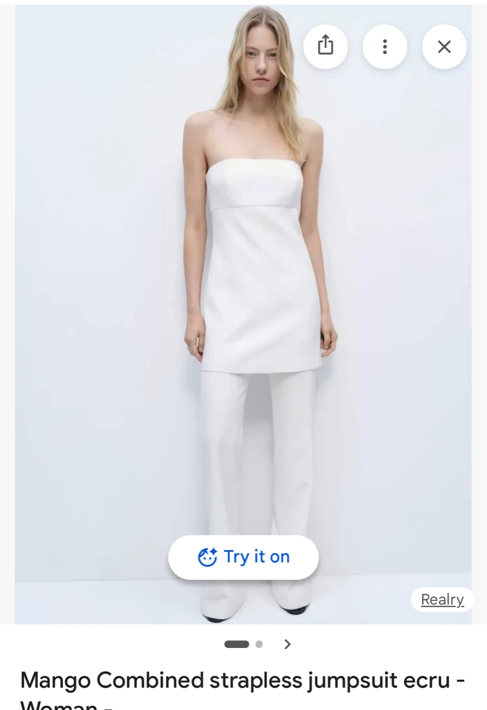 Mango Ecru Strapless Jumpsuit