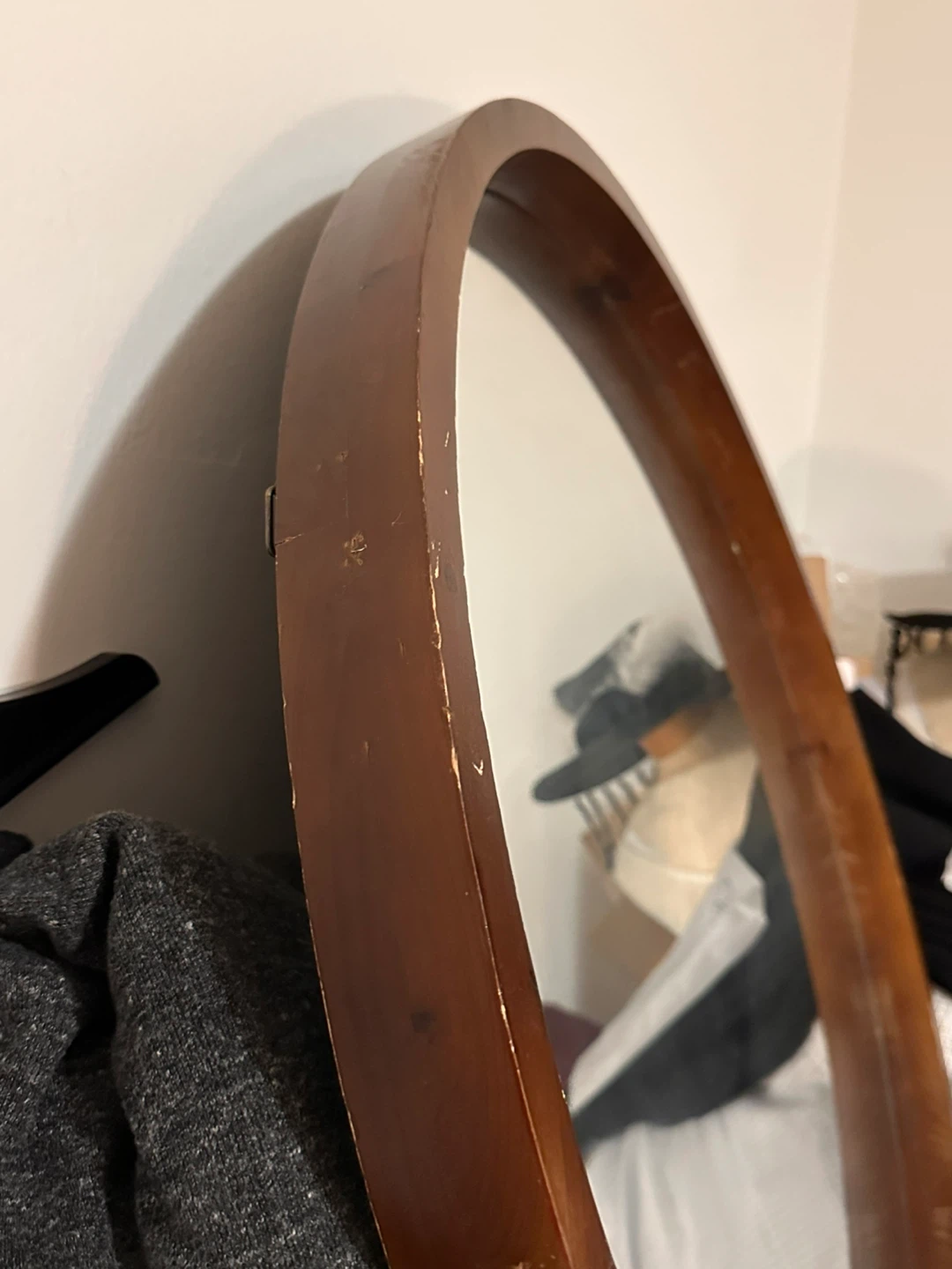 Round Wooden Framed Mirror - photo 2