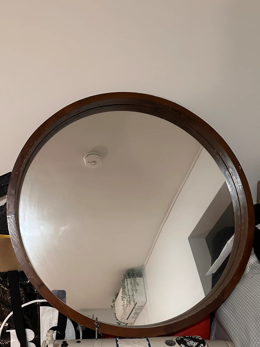 Round Wooden Framed Mirror - photo 3