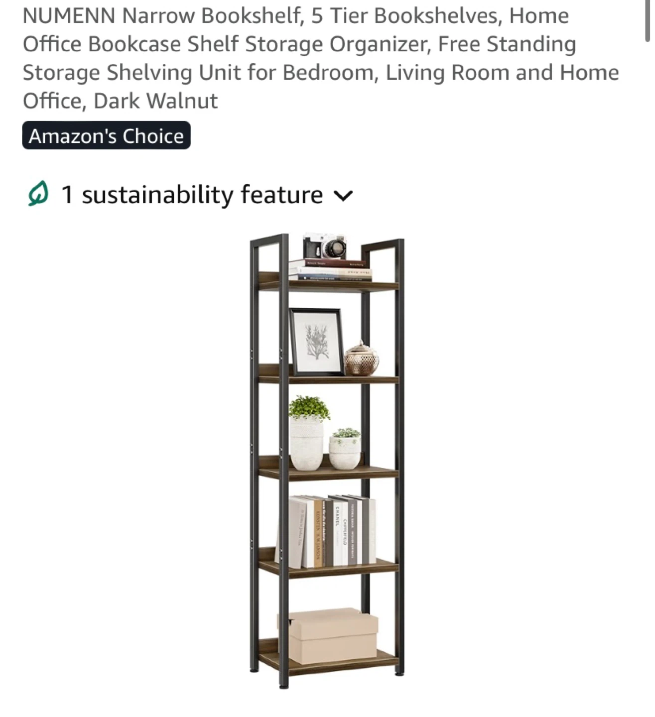 New Narrow 5 Tier Bookshelf Bookcase - photo 2