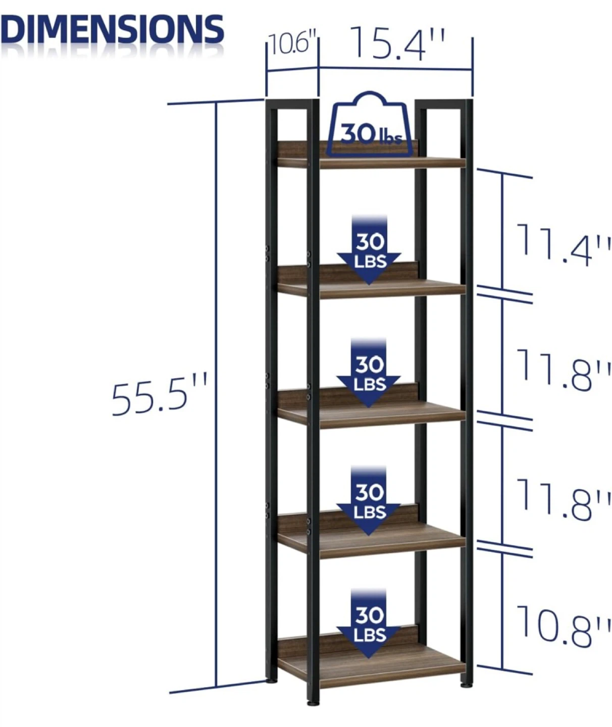 New Narrow 5 Tier Bookshelf Bookcase - photo 3