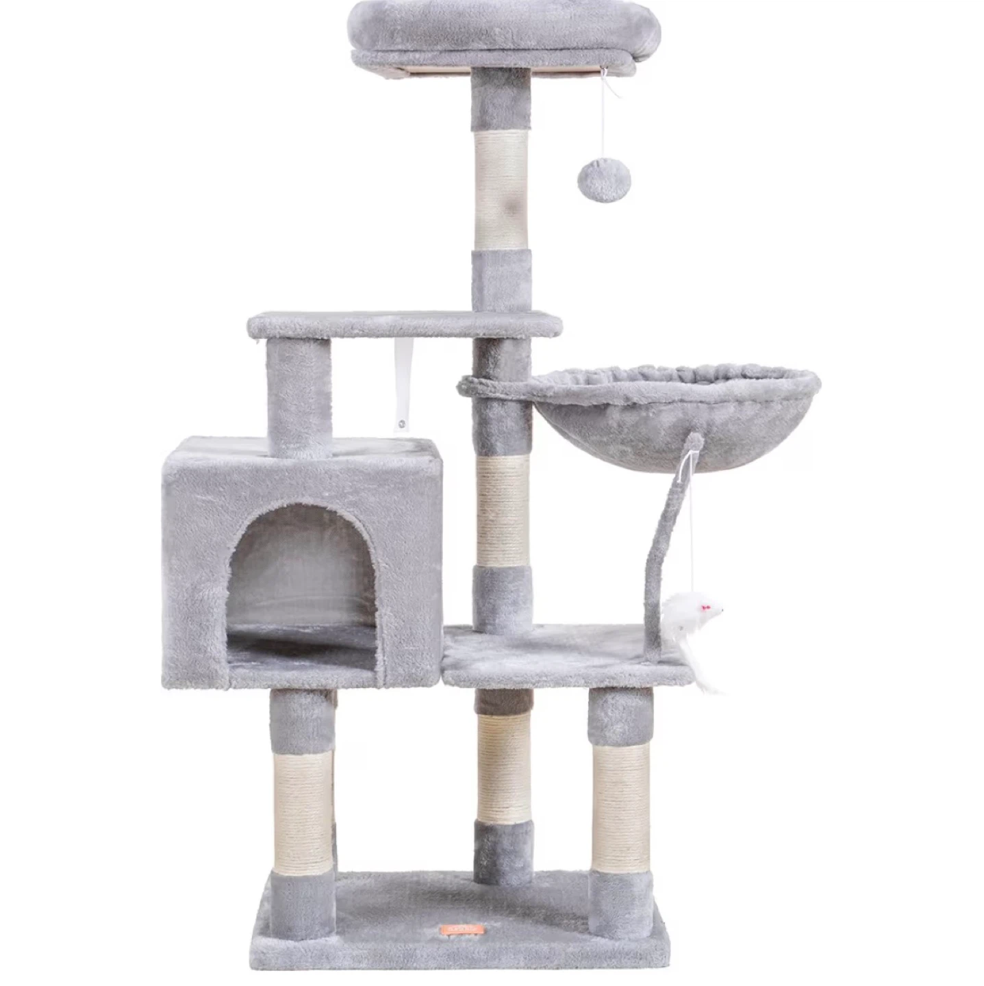Grey Cat Tree Condo with Hammock and Perch