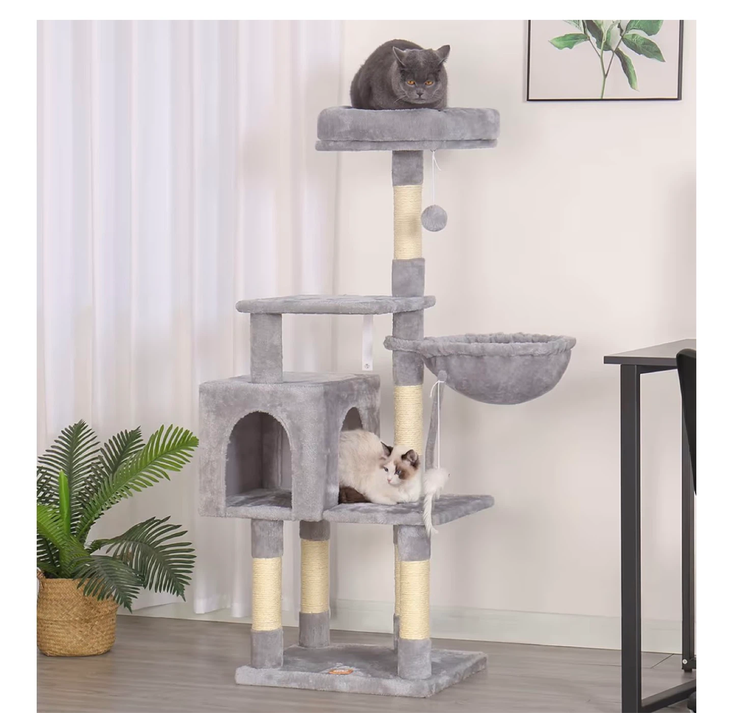 Grey Cat Tree Condo with Hammock and Perch - photo 2