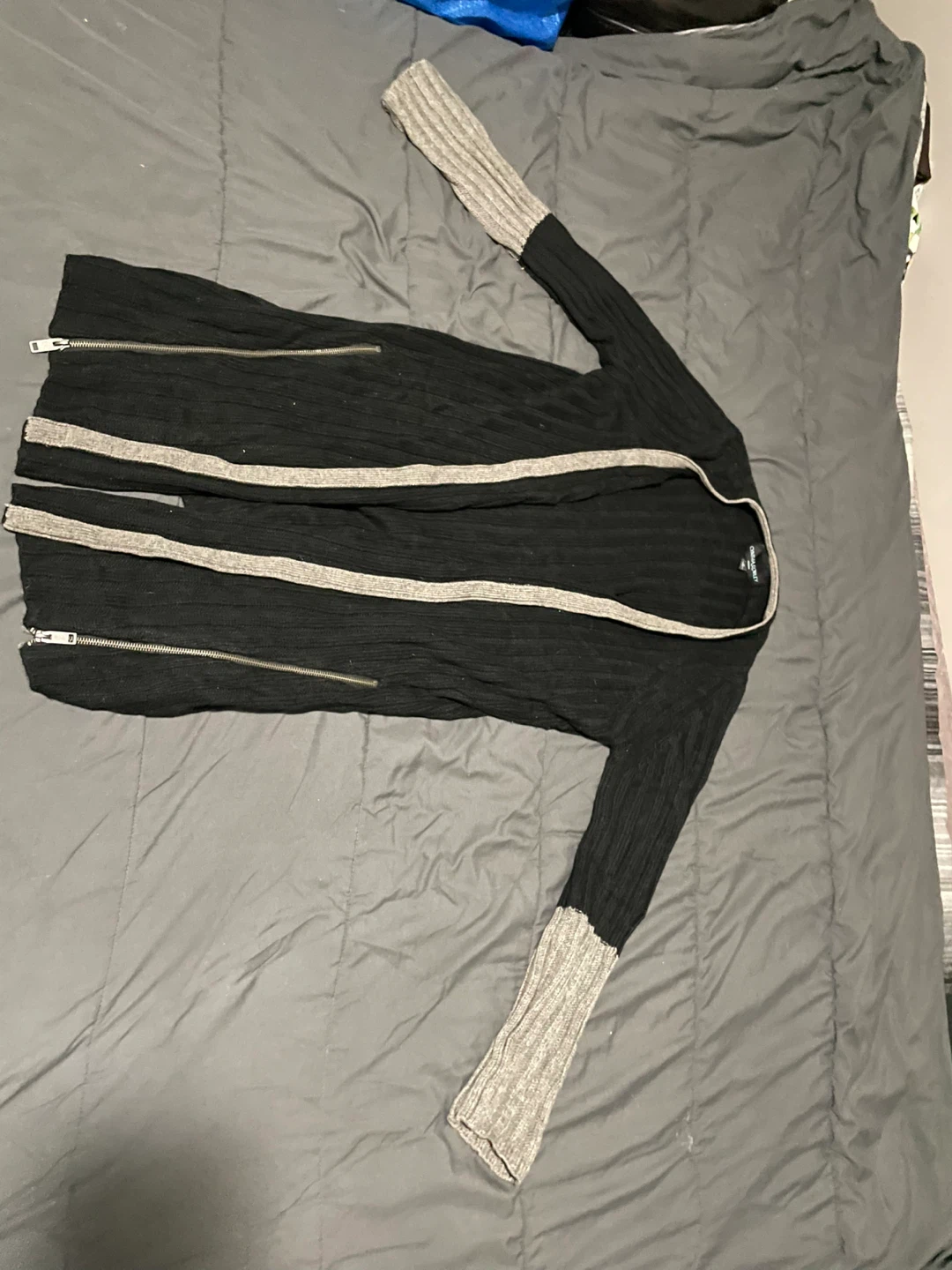 Cynthia Rowley Woman 1X Black Ribbed Zip Cardigan - photo 2