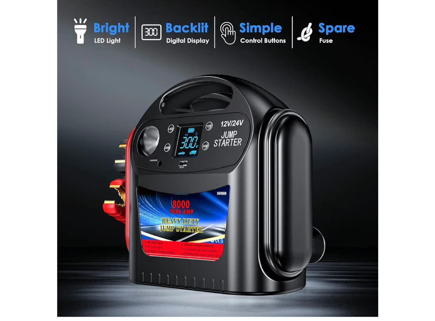 12V/24V Heavy-Duty Jump Starter with 8000 Peak Amps - photo 4