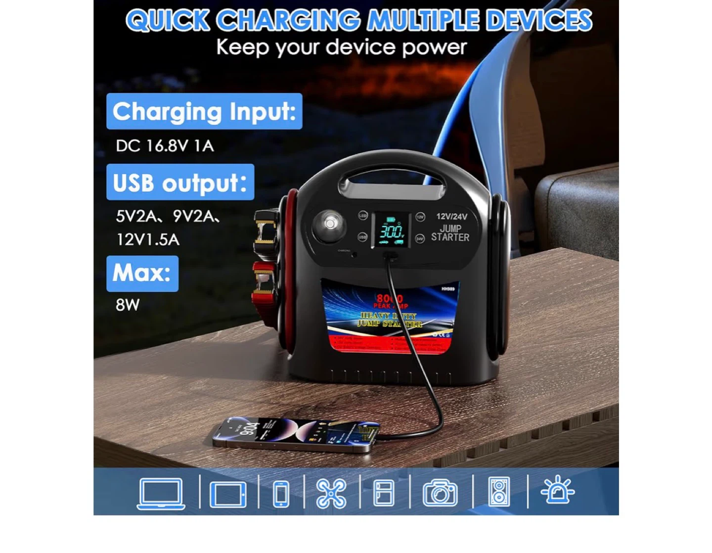 12V/24V Heavy-Duty Jump Starter with 8000 Peak Amps - photo 3